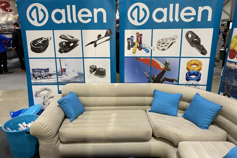 Rest your weary legs on Allen's inflatable sofa - at the RYA Dinghy & Watersports Show 2024 - photo © Magnus Smith