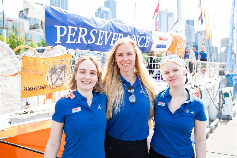 Ambassadors Laura, Maaike and Marleen - Clipper Race 11 photo copyright Jean-Marcus Strole Photography taken at  and featuring the Clipper 70 class