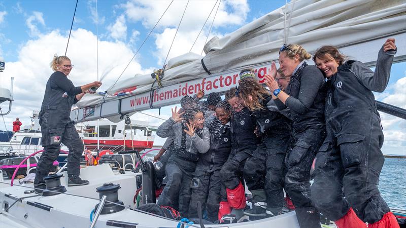 Champagne finish for Maiden in the Ocean Globe Race - photo © The Maiden Factor / Kaia Bint Savage