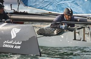 Extreme Sailing Series 2016. Act 2. Qingdao. China. Oman Air skippered by Morgan Larson (USA) with trimmer Pete Greenhalgh (GBR). photo copyright Aitor Alclade Colomer / Lloyd Images taken at  and featuring the  class