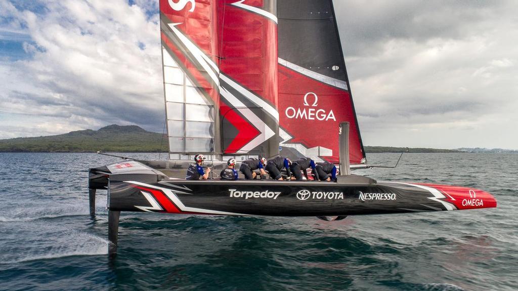  - Emirates Team New Zealand sailing their AC50 on the Waitemata harbour photo copyright Emirates Team New Zealand http://www.etnzblog.com taken at  and featuring the  class