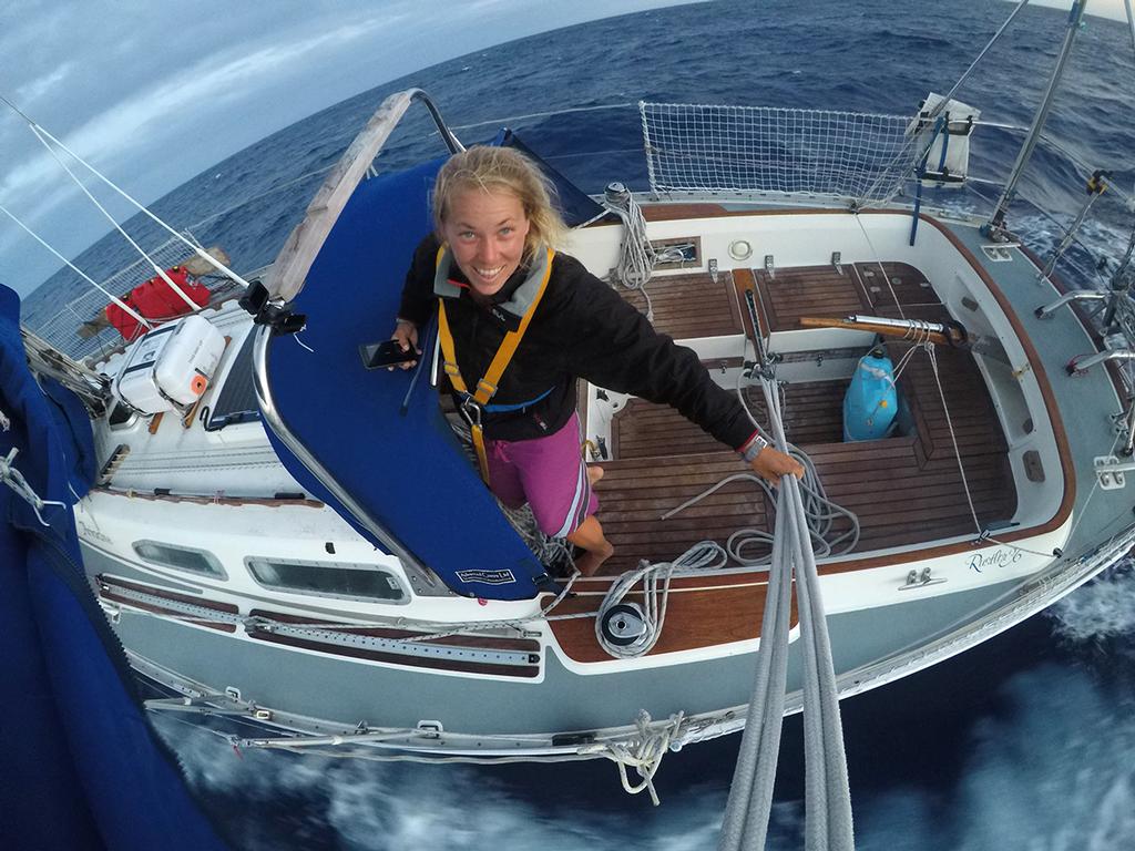 Self portrait:  Susie Goodall has just completed a double transatlantic crossing solo in her Rustler 36 Ariadne photo copyright Golden Globe Race taken at  and featuring the  class