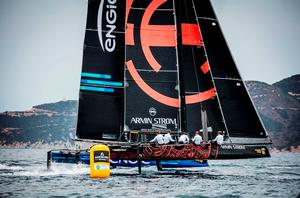 Day 3 – Armin Strom getting practice against Engie for the Anonimo Speed Trial – GC32 Villasimius Cup photo copyright Jesus Renedo / GC32 Racing Tour taken at  and featuring the  class