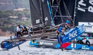 Day 3 – Team Engie flying around the race track – GC32 Villasimius Cup photo copyright Jesus Renedo / GC32 Racing Tour taken at  and featuring the  class