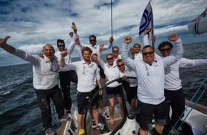 The team on Blue Nights savors their Class A victory – Dr Irena Eris ORC European Championship photo copyright  Robert Hajduk taken at  and featuring the  class