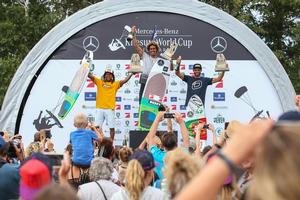 Podium party - Match in first, Airton second, Paulino third – GKA Kite-Surf World Tour photo copyright  Joern Pollex taken at  and featuring the  class