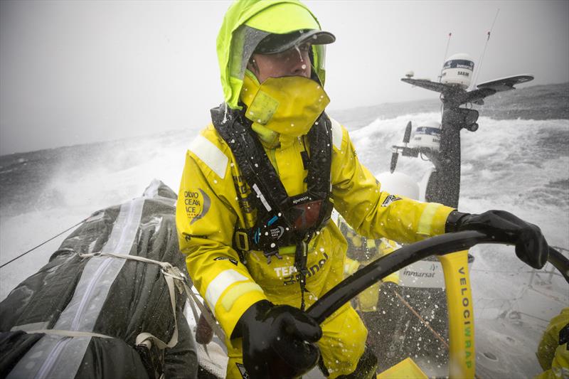 Peter Burling helming Team Brunel in the North Atlantic during the 2017-18 edition of The Ocean Race - photo © Sam Greenfield / Volvo Ocean Race